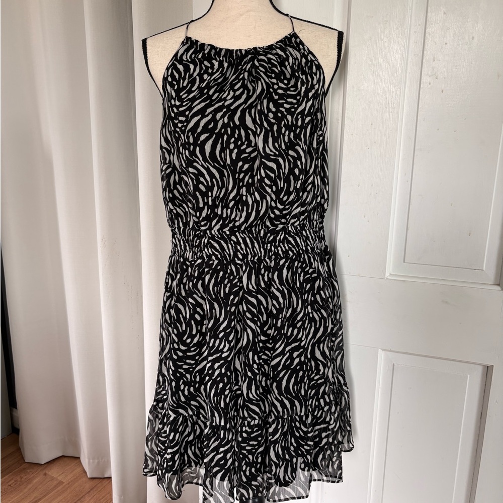 Nine West Black and White Halter Mini Dress